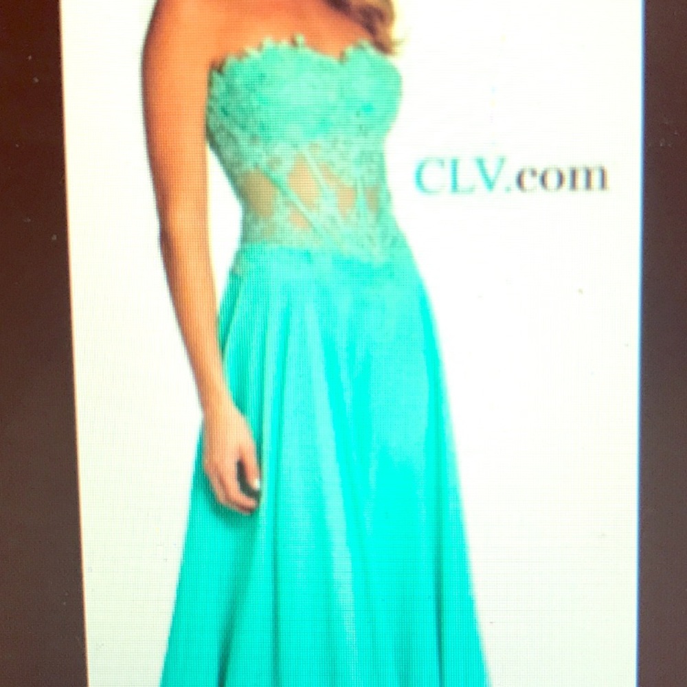 Aqua color prom dress